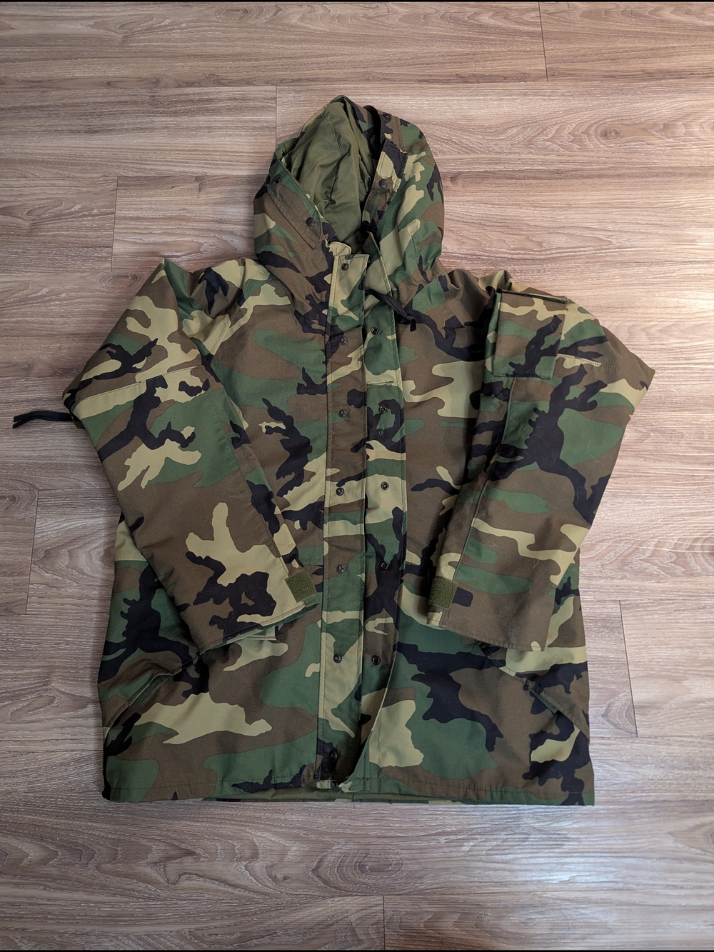 Vintage Woodland Camo Waterproof Field Jacket L